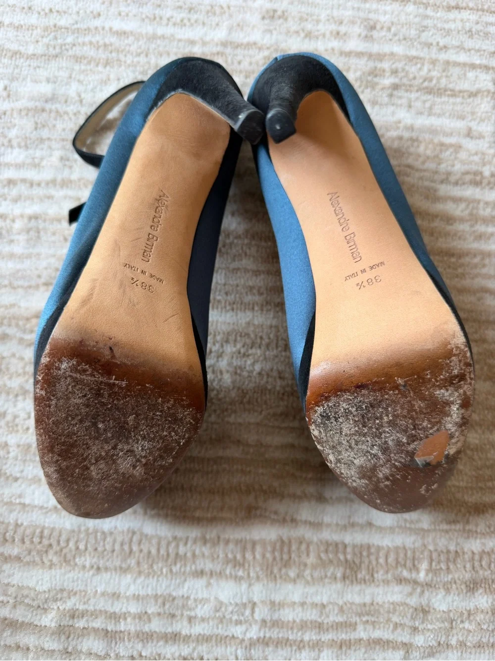 Alexandre Birman Navy Satin Slingback Pumps